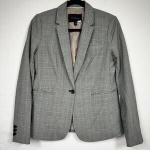 Banana Republic Black Plaid Classic Blazer Jacket Womens 4 Preppy Academia Work